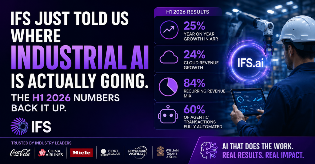IFS Just Told Us Where Industrial AI Is Actually Going. The H1 2026 Numbers Back It Up.